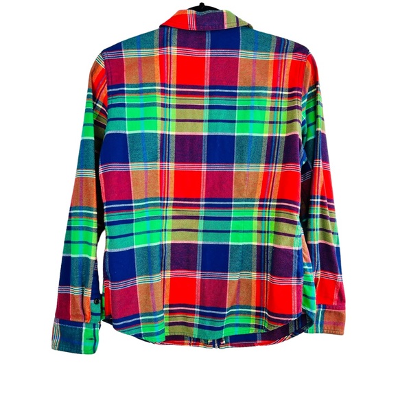 Chaps Denim Plaid Flannel Colorful Zip Up shirt Women Size S - Picture 3 of 14
